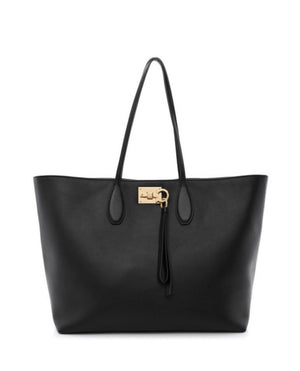 Salvatore Ferragamo Black Tote Bag Gold Hardware