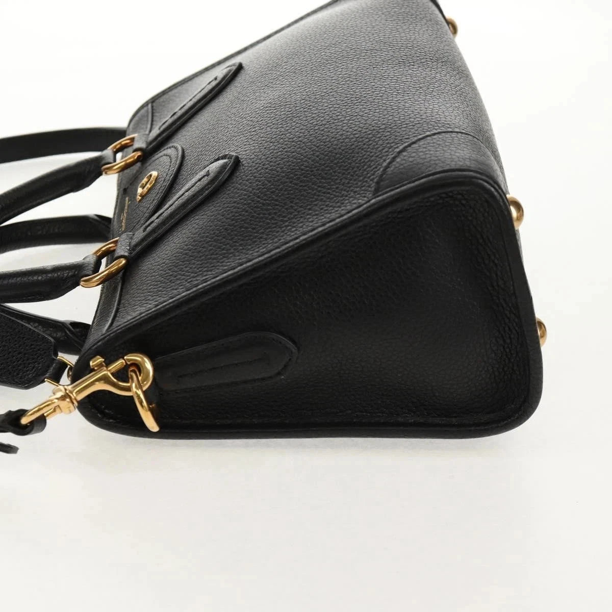Salvatore Ferragamo Gancini Hand Bag Satchel Black Pebbled Calfskin Leather - additional view 6