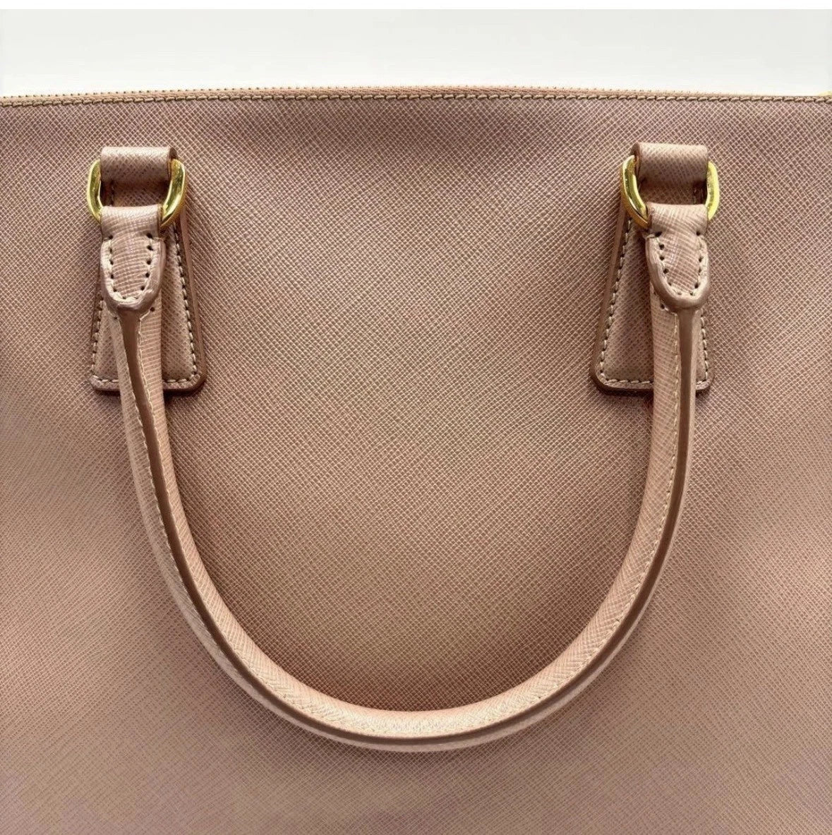 PRADA Beige Tan Saffiano Satchel Tote WITH Strap - additional view 6