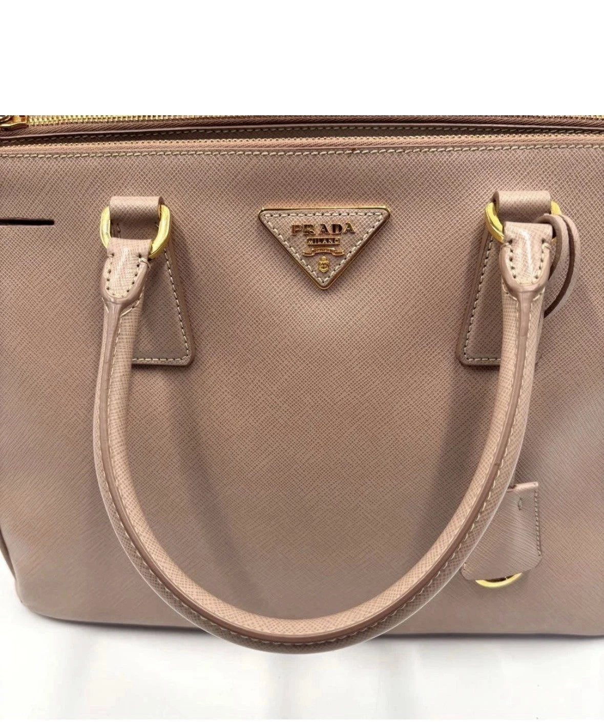 PRADA Beige Tan Saffiano Satchel Tote WITH Strap - additional view 5
