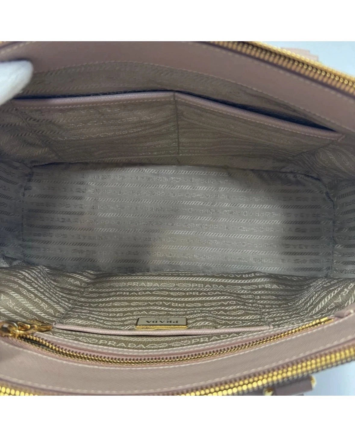 PRADA Beige Tan Saffiano Satchel Tote WITH Strap - additional view 9