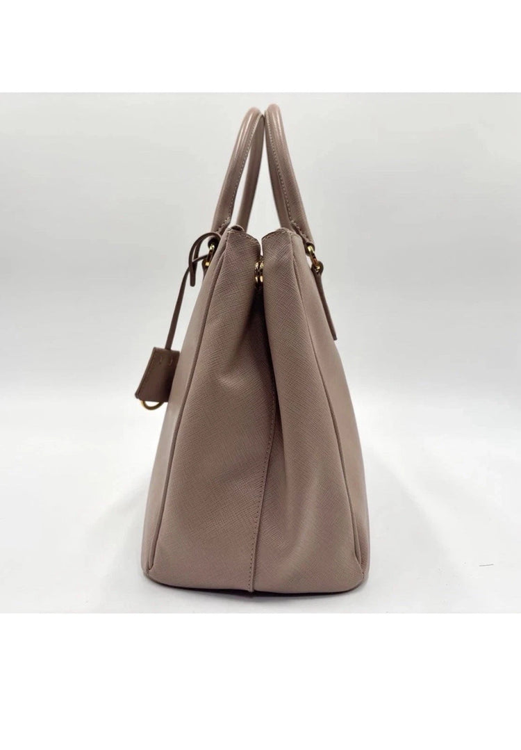 PRADA Beige Tan Saffiano Satchel Tote WITH Strap - additional view 3