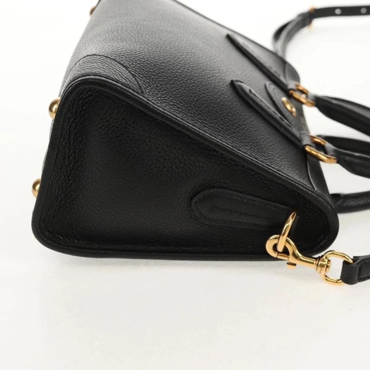 Salvatore Ferragamo Gancini Hand Bag Satchel Black Pebbled Calfskin Leather - additional view 5