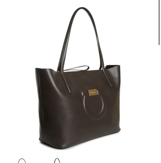 Salvatore Ferragamo Chocolate Brown City Tote Bag Excellent