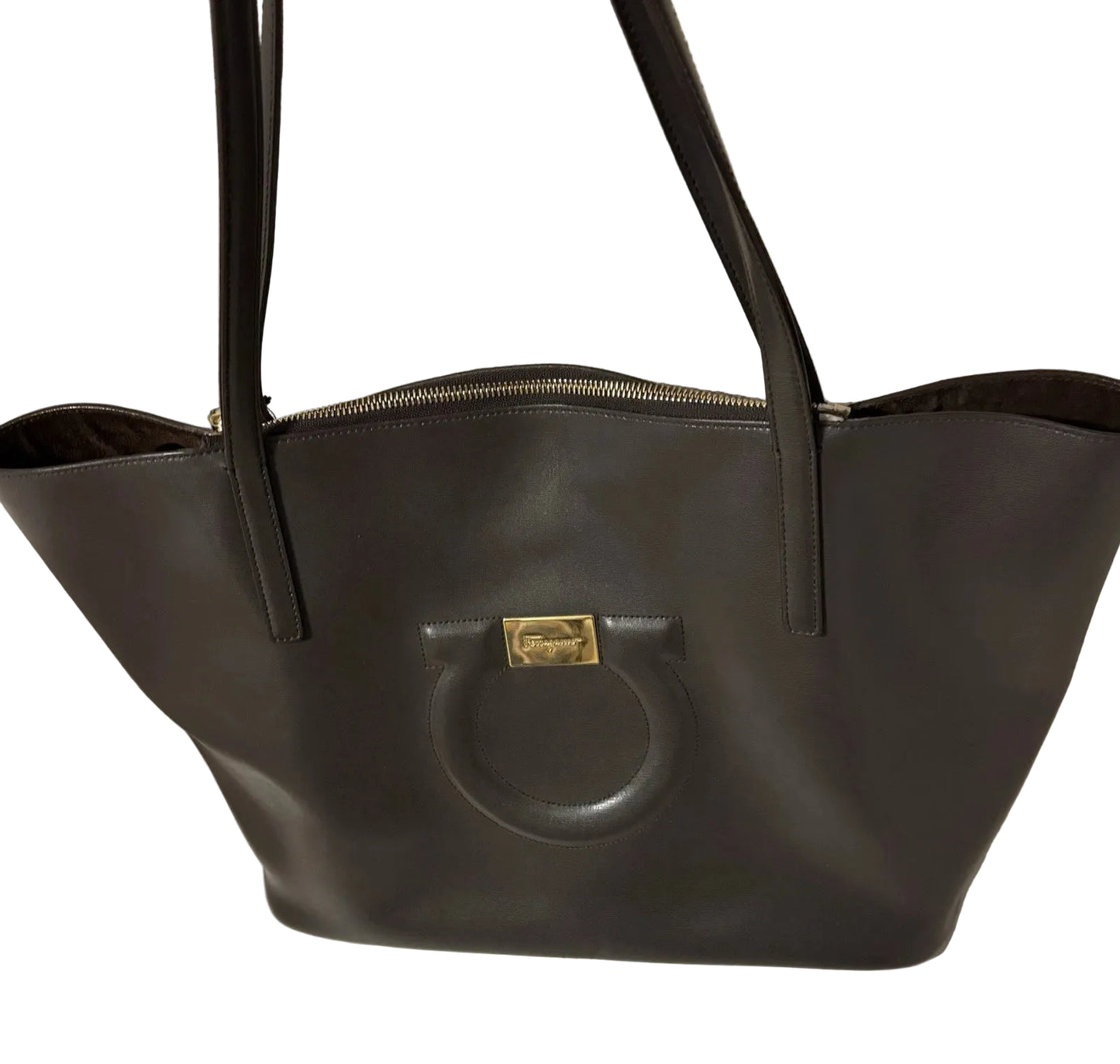 Salvatore Ferragamo Chocolate Brown City Tote Bag Excellent