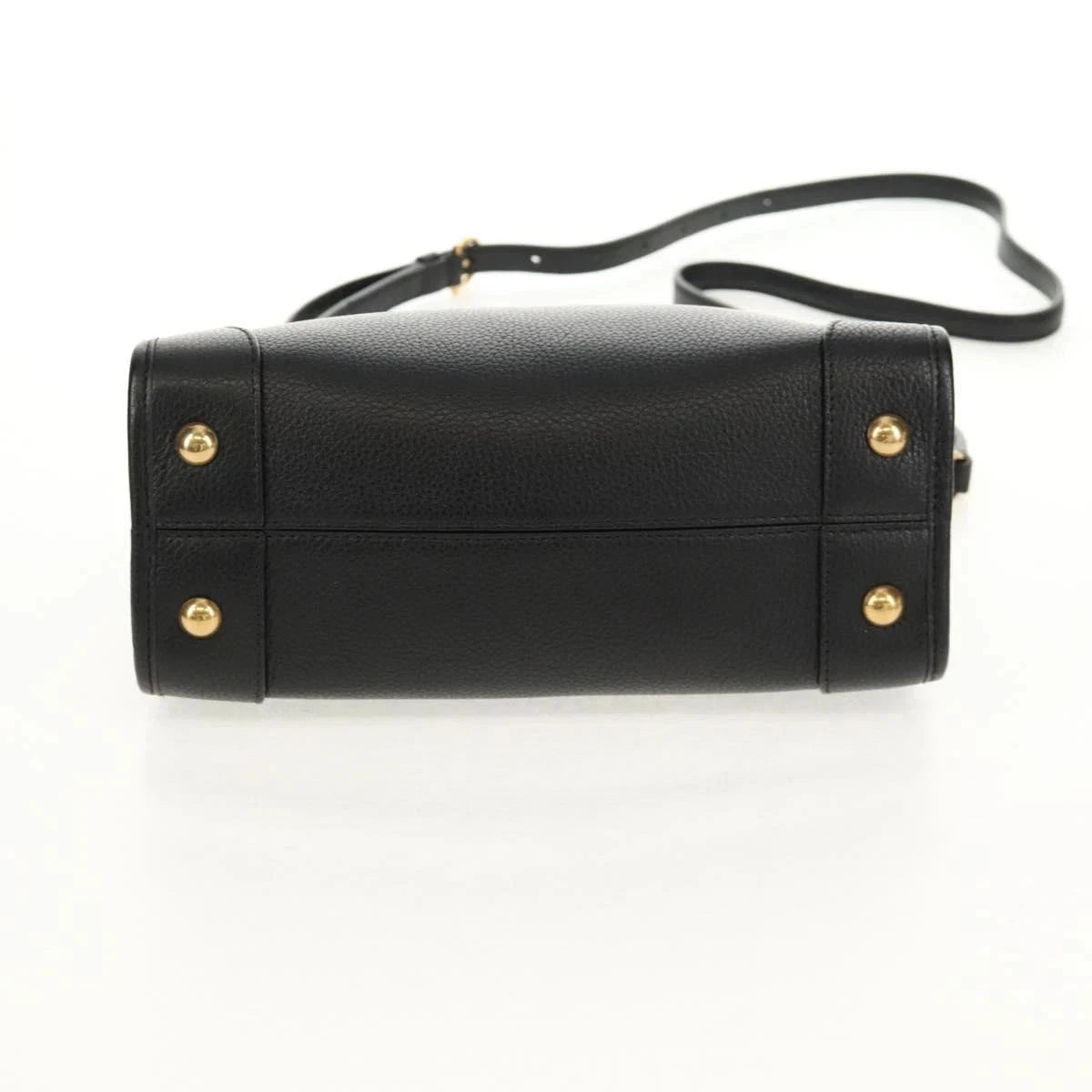 Salvatore Ferragamo Gancini Hand Bag Satchel Black Pebbled Calfskin Leather - additional view 4