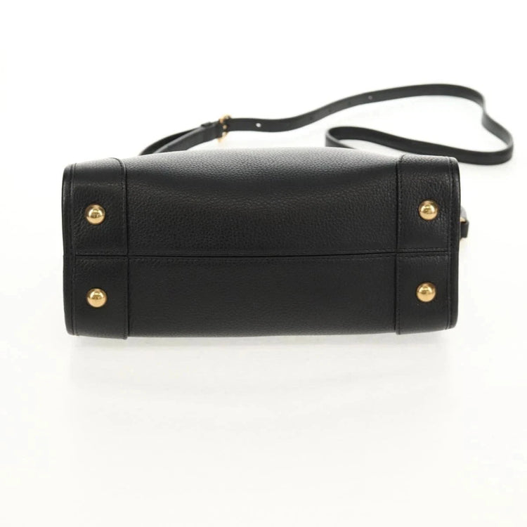 Salvatore Ferragamo Gancini Hand Bag Satchel Black Pebbled Calfskin Leather - additional view 4