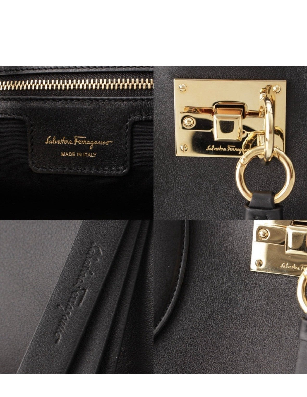 Salvatore Ferragamo Black Tote Bag Gold Hardware - additional view 3
