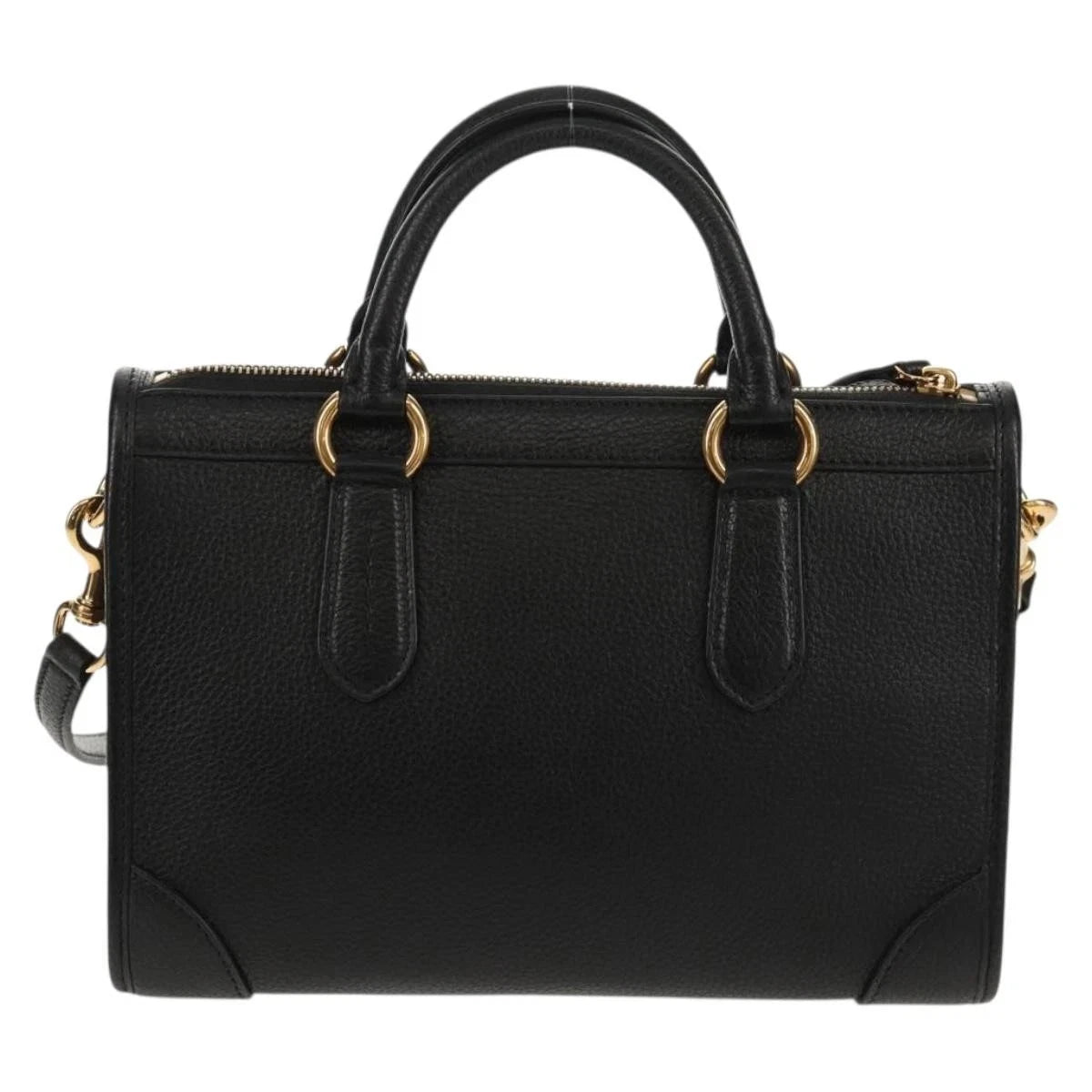 Salvatore Ferragamo Gancini Hand Bag Satchel Black Pebbled Calfskin Leather - additional view 2