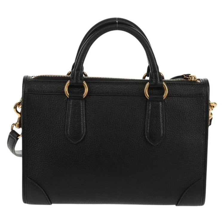 Salvatore Ferragamo Gancini Hand Bag Satchel Black Pebbled Calfskin Leather - additional view 2
